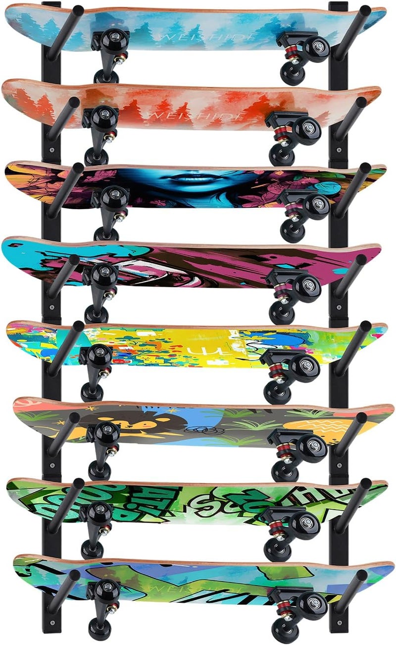 BiJun Skateboard Wall Mount, Snowboard Wall Mount Display, Horizontal Ski Wall Rack, Skateboard Rack Storage Holder Longboard Hanger - Image 1